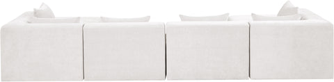 Willow 152" Cream Chenille Fabric Upholstered 6Pc. Sectional, 6-Piece (Style 2)