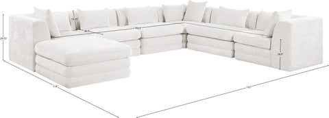 Willow 152" Cream Chenille Fabric Upholstered 7Pc. Sectional, 7-Piece