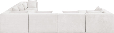 Willow 152" Cream Chenille Fabric Upholstered 7Pc. Sectional, 7-Piece