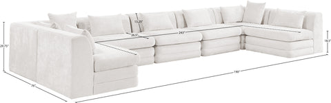 Willow 190" Cream Chenille Fabric Upholstered 7Pc. Sectional, 7-Piece