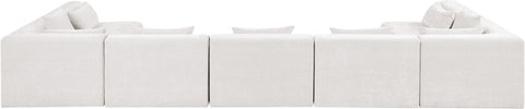 Willow 190" Cream Chenille Fabric Upholstered 7Pc. Sectional, 7-Piece