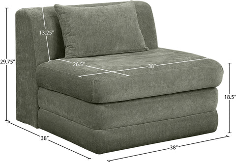 Willow Green Chenille Fabric Upholstered Armless Chair, 1 Piece