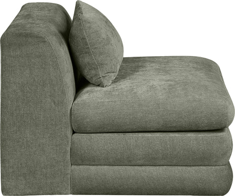 Willow Green Chenille Fabric Upholstered Armless Chair, 1 Piece