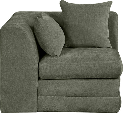 Willow Green Chenille Fabric Upholstered Corner Chair, 1 Piece