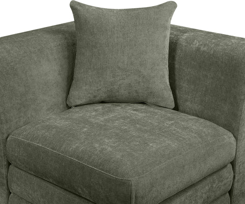 Willow Green Chenille Fabric Upholstered Corner Chair, 1 Piece