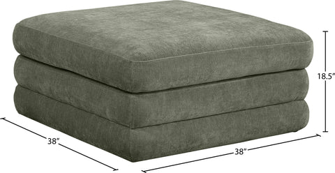 Willow Green Chenille Fabric Upholstered Ottoman, 1 Piece