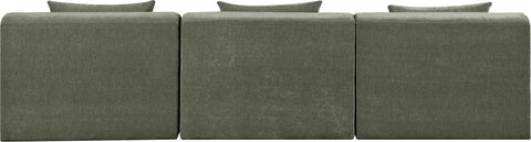 Willow 114" Green Chenille Fabric Upholstered Sofa, 3-Piece
