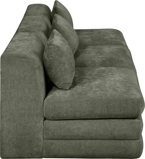Willow 114" Green Chenille Fabric Upholstered Sofa, 3-Piece