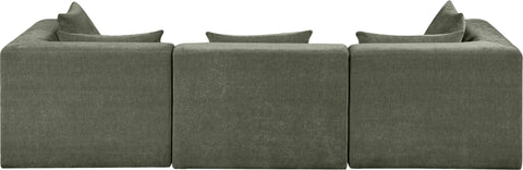 Willow 114" Green Chenille Fabric Upholstered Sofa, 3-Piece (Style 2)