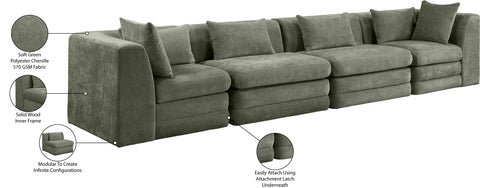 Willow 152" Green Chenille Fabric Upholstered Sofa, 4-Piece (Style 2)