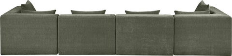 Willow 152" Green Chenille Fabric Upholstered Sofa, 4-Piece (Style 2)