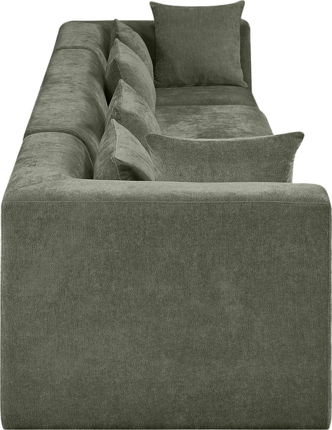 Willow 152" Green Chenille Fabric Upholstered Sofa, 4-Piece (Style 2)
