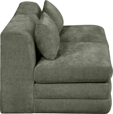 Willow 76" Green Chenille Fabric Upholstered Sofa, 2-Piece