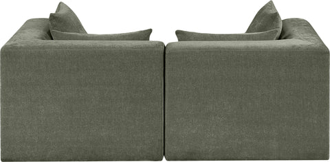 Willow 76" Green Chenille Fabric Upholstered Sofa, 2-Piece (Style 2)