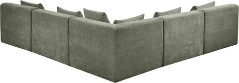 Willow 114" Green Chenille Fabric Upholstered 5Pc. Sectional, 5-Piece