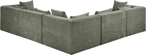 Willow 114" Green Chenille Fabric Upholstered 5Pc. Sectional, 5-Piece (Style 2)