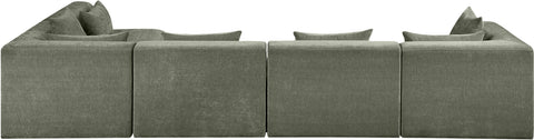 Willow 152" Green Chenille Fabric Upholstered 5Pc. Sectional, 5-Piece (Style 2)