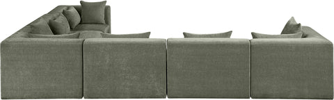 Willow 152" Green Chenille Fabric Upholstered 6Pc. Sectional, 6-Piece