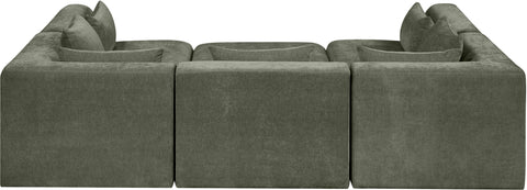 Willow 114" Green Chenille Fabric Upholstered 6Pc. Sectional, 6-Piece