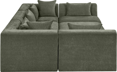 Willow 114" Green Chenille Fabric Upholstered 6Pc. Sectional, 6-Piece