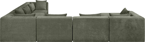 Willow 152" Green Chenille Fabric Upholstered 7Pc. Sectional, 7-Piece