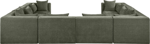 Willow 152" Green Chenille Fabric Upholstered 8Pc. Sectional, 8-Piece