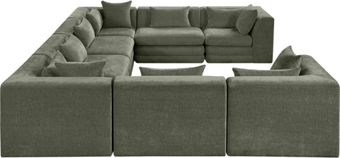 Willow 152" Green Chenille Fabric Upholstered 8Pc. Sectional, 8-Piece