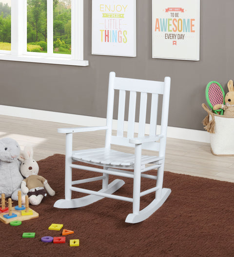 Toni Slat Back Solid Wood Kids Rocking Chair WhiteWhite