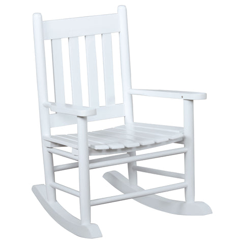 Toni Slat Back Solid Wood Kids Rocking Chair WhiteWhite