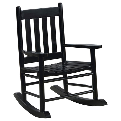 Toni Slat Back Solid Wood Kids Rocking Chair BlackBlack