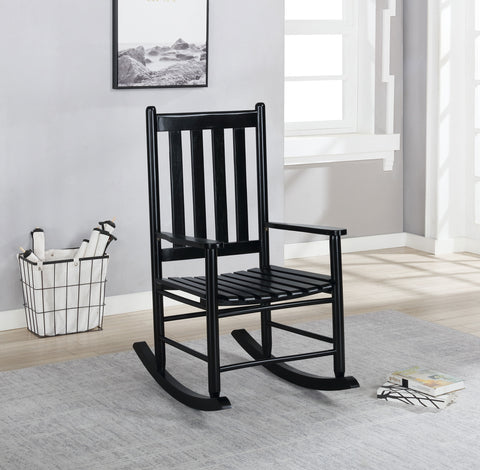 Toni Slat Back Solid Wood Rocking Chair BlackBlack
