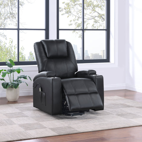 Dale Upholstered Power Lift Massage Recliner BlackBlack