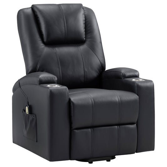Dale Upholstered Power Lift Massage Recliner BlackBlack