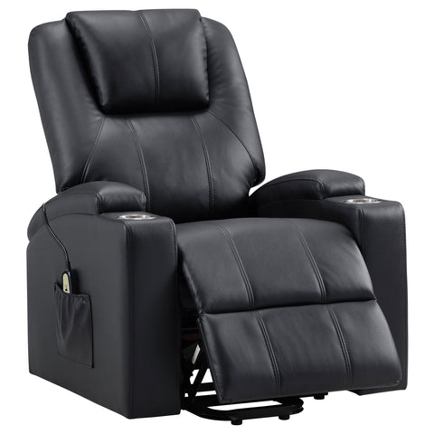 Dale Upholstered Power Lift Massage Recliner BlackBlack