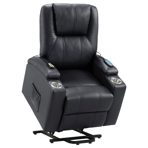 Dale Upholstered Power Lift Massage Recliner BlackBlack