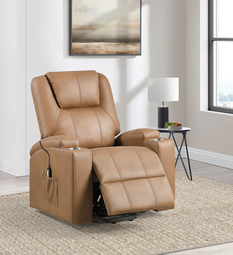 Dale Upholstered Power Lift Massage Recliner CamelCamel