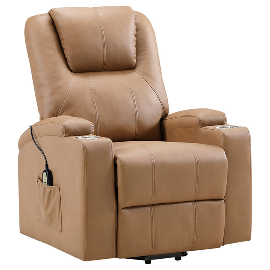 Dale Upholstered Power Lift Massage Recliner CamelCamel