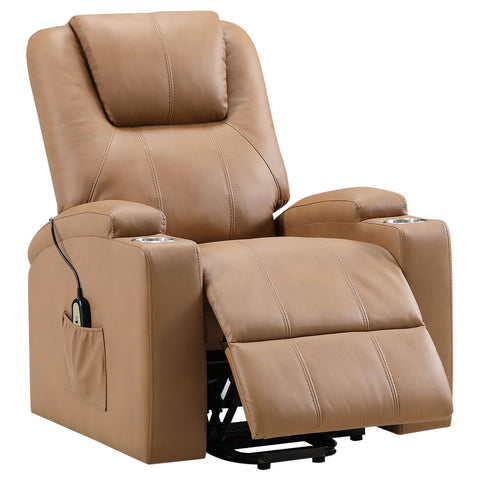 Dale Upholstered Power Lift Massage Recliner CamelCamel