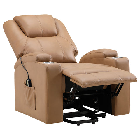 Dale Upholstered Power Lift Massage Recliner CamelCamel