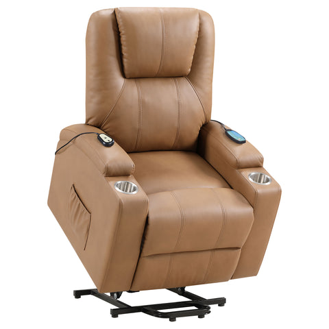 Dale Upholstered Power Lift Massage Recliner CamelCamel