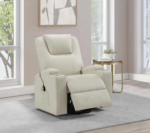 Chapman Faux Leather Power Lift Massage Recliner Ivory
