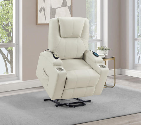 Chapman Faux Leather Power Lift Massage Recliner Ivory