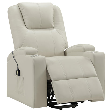 Chapman Faux Leather Power Lift Massage Recliner Ivory