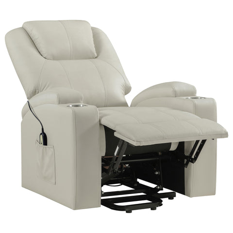 Chapman Faux Leather Power Lift Massage Recliner Ivory