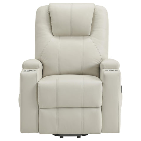 Chapman Faux Leather Power Lift Massage Recliner Ivory