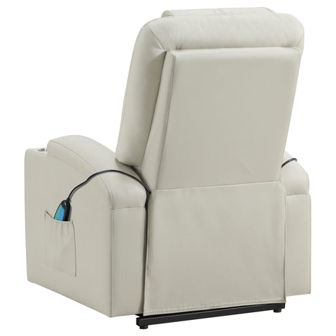 Chapman Faux Leather Power Lift Massage Recliner Ivory