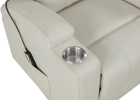 Chapman Faux Leather Power Lift Massage Recliner Ivory