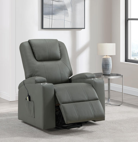 Chapman Faux Leather Power Lift Massage Recliner Grey