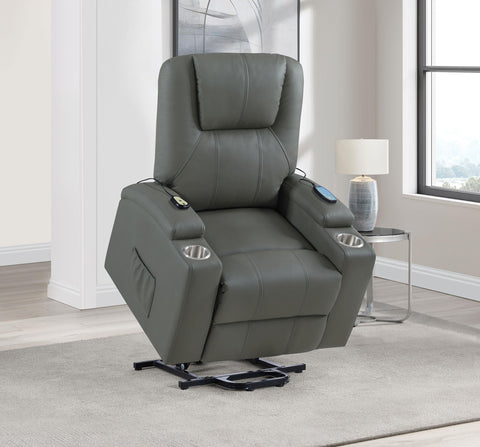 Chapman Faux Leather Power Lift Massage Recliner Grey