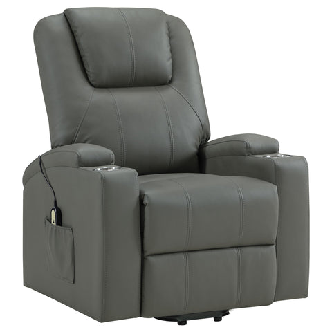 Chapman Faux Leather Power Lift Massage Recliner Grey